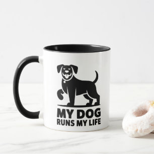 Mug Dessin de chien joueur "Mon chien dirige ma vie" A