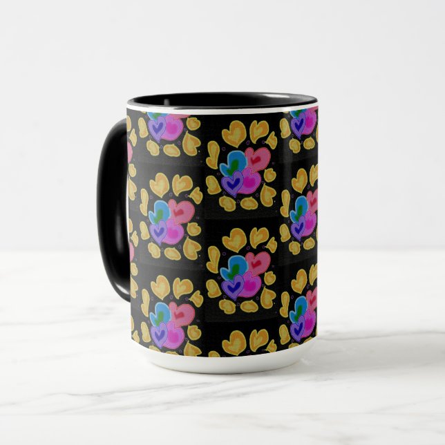 Mug Dessin de coeurs colorés (Devant gauche)