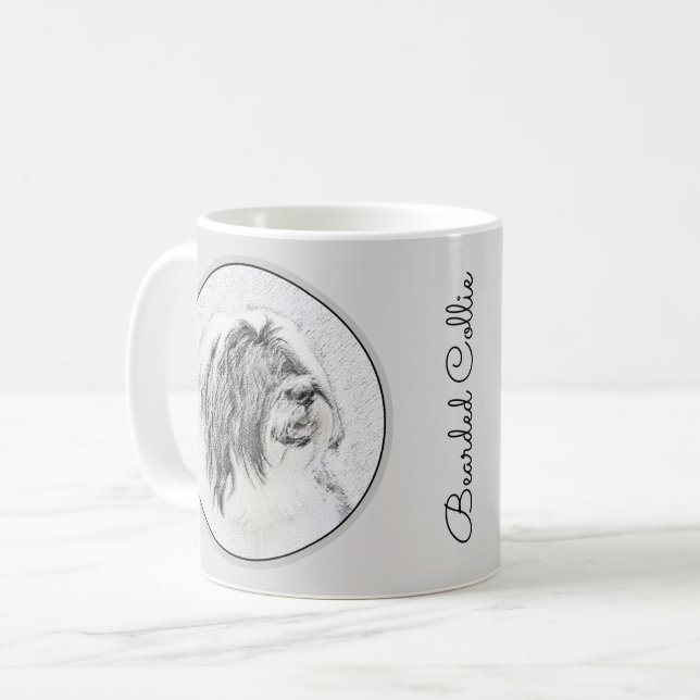 Mug Dessin de collie à oreilles - Joli art original de (Devant gauche)