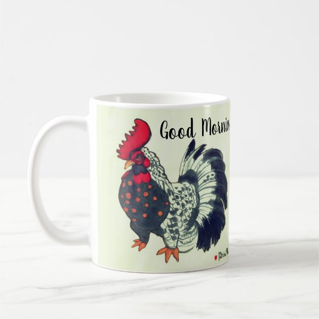 Mug Dessin de coq bonjour (Gauche)