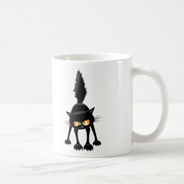 Mug Dessin de Funny Fierce Black Cat (Droite)