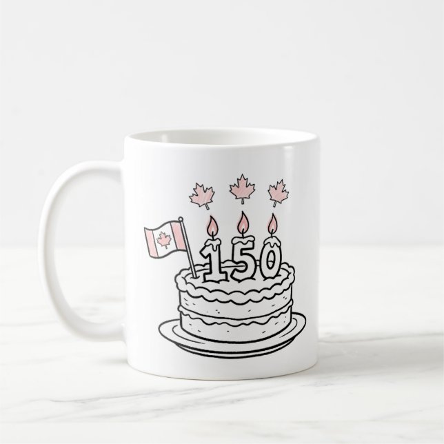 Mug Dessin de gâteau d'anniversaire Canada 150 (Gauche)