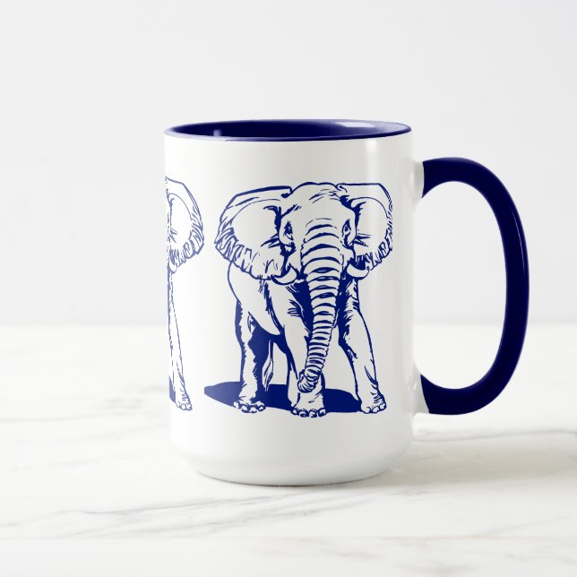Mug Dessin de la ligne bleue Eléphant de la Marine (Droite)