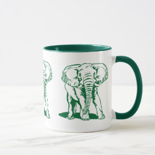 Mug Dessin de la ligne d'éléphant vert de la Chasseur