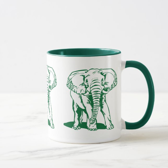 Mug Dessin de la ligne d'éléphant vert de la Chasseur  (Droite)