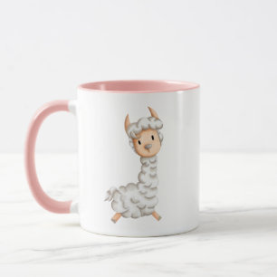 Mug Dessin de lama de fille rose