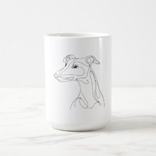 Mug Dessin de lévrier au trait gris - Design minimalis