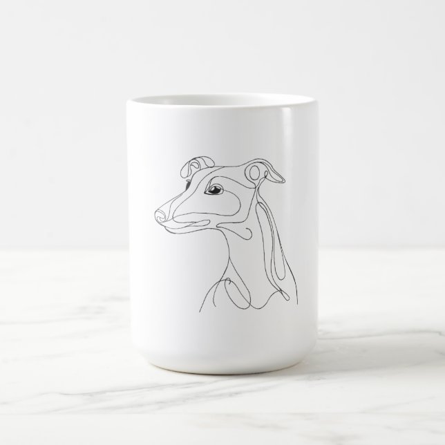 Mug Dessin de lévrier au trait gris - Design minimalis (Centre)