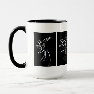 Mug Dessin De Ligne Dervish Style De Calligraphe En Bl