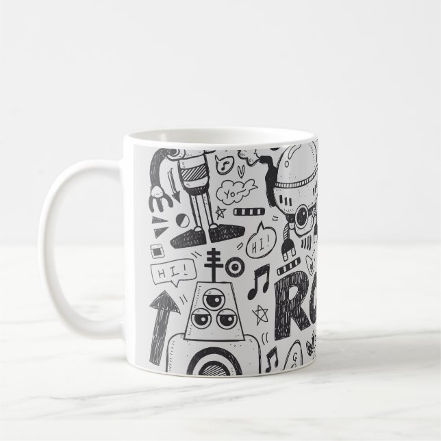 Mug Dessin de l'illustrateur de robots à doodles (Gauche)