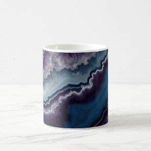 Mug dessin de marbre d'agate bleu violet blanc