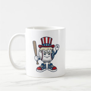 Mug Dessin de mascotte de baseball patriotique gravure