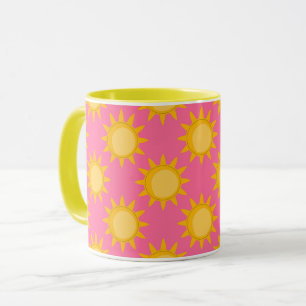 Mug Dessin de motif de soleil sur fond rose