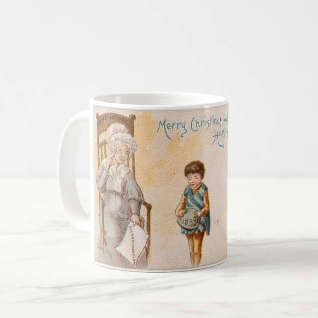 Mug Dessin de Noël Vintage Grand-mère (Devant gauche)