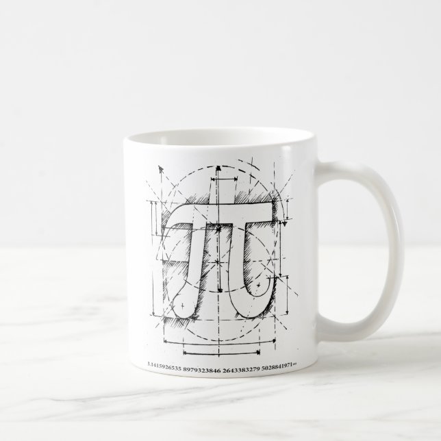 Mug Dessin de nombre de pi (Droite)
