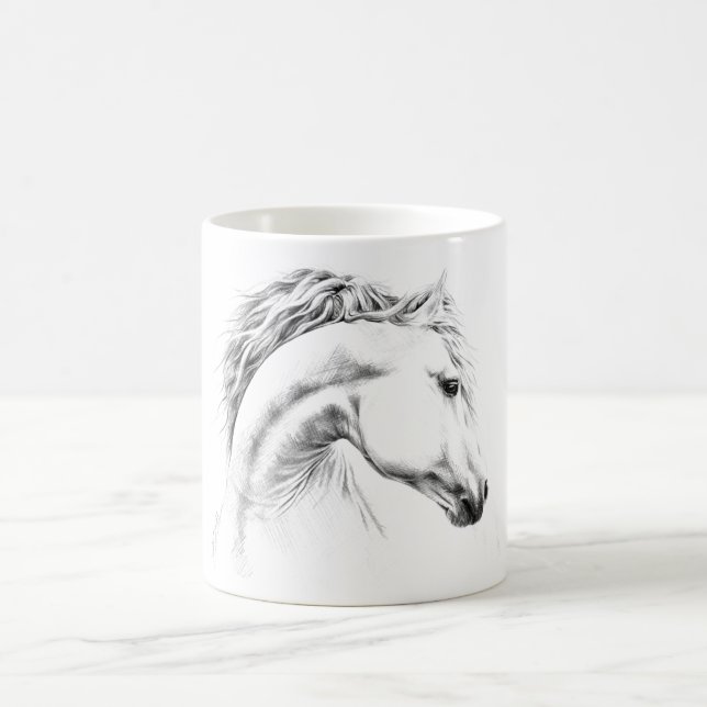 Mug Dessin de portrait de cheval dessin d'art équestre (Centre)