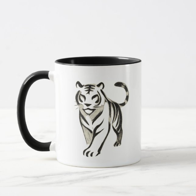 Mug Dessin de tigre à pied - Conception de la boue d'e (Gauche)