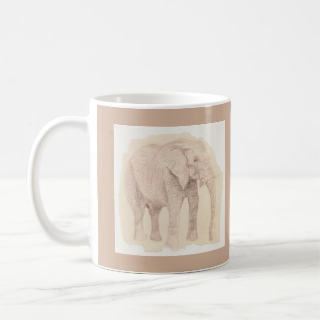 Mug Dessin d'éléphant d'art (Gauche)