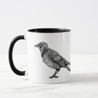 Mug Dessin d'encre gothique noir et blanc corbeau