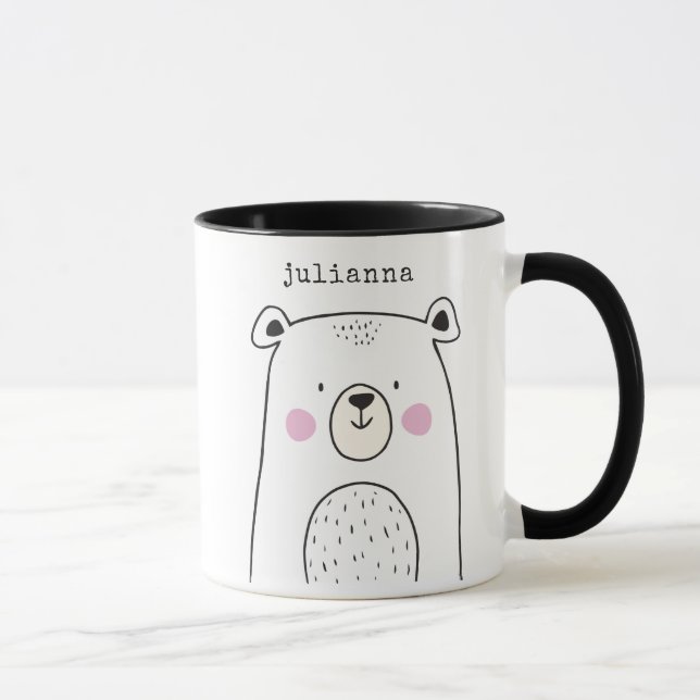 Mug Dessin d'ours en Whimsical mignon Personnalisé (Droite)
