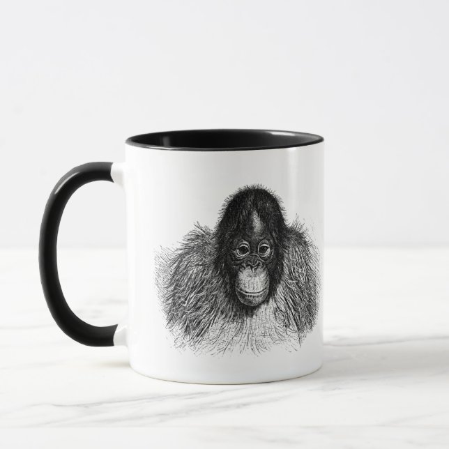 Mug Dessin doux Orangoutan noir et blanc (Gauche)