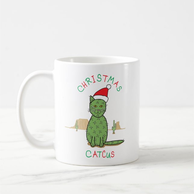 Mug Dessin drôle de cactus "de Catcus de Noël" (Gauche)