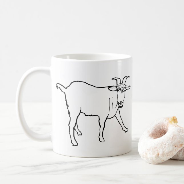 Mug Dessin drôle de chèvre, illustration fantaisiste d (Avec donut)