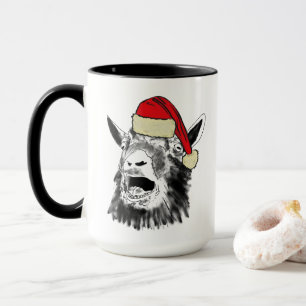 Mug Dessin drôle de chèvre qui hurle pour Noël