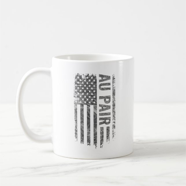 Mug Dessin du drapeau USA en détresse Au Pair (Gauche)