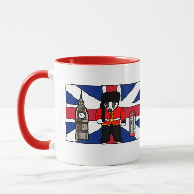 Mug Dessin d'un Badger britannique avec Big Ben et dra (Gauche)