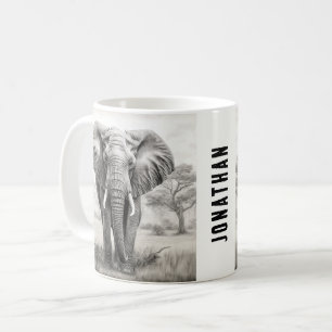 Mug Dessin d'un crayon d'éléphant africain