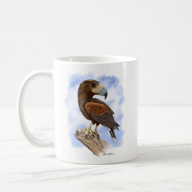 Mug Dessin d'un Faucon de Harris en vigie	 (Gauche)
