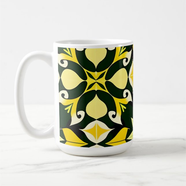 Mug Dessin floral géométrique vibrant (Gauche)