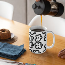 Dessin floral moderne noir et blanc