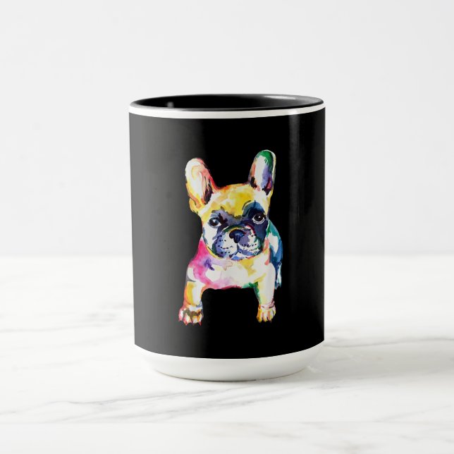 Mug Dessin Français Bulldog original aquarelle (Centre)