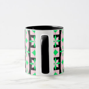 Mug Dessin géométrique vert, rose et noir