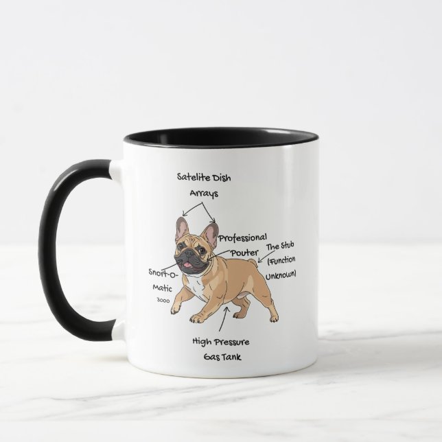 Mug Dessin humoristique de l'anatomie d'un bouledogue  (Gauche)