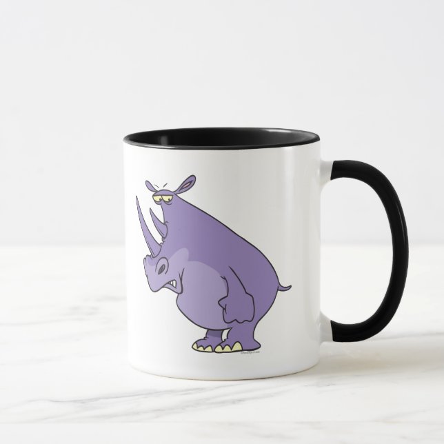 Mug dessin humoristique de rhinocéros mignon et violet (Droite)