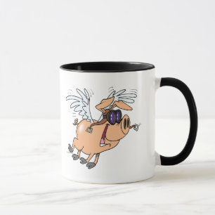 Mug dessin humoristique flyer cochon volant