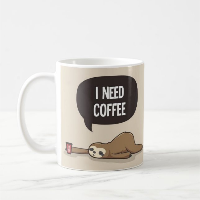Mug dessin humoristique sur le café marron (Gauche)