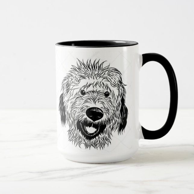 Mug Dessin illustré de Goldendoodle (Droite)