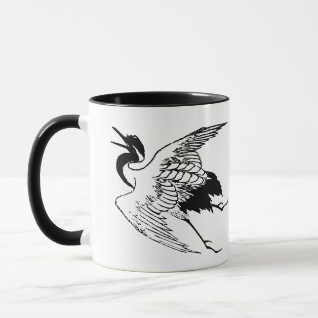 Mug Dessin japonais vintage d'une grue (Gauche)