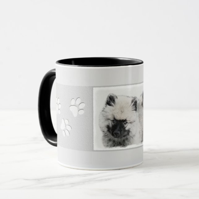 Mug Dessin Keeshond Chiot - Joli dessin original Chien (Devant gauche)