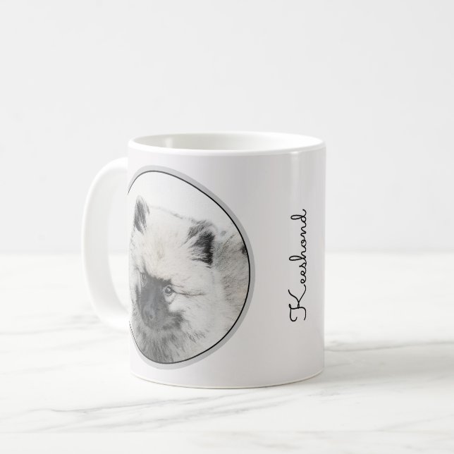 Mug Dessin Keeshond Chiot - Joli dessin original Chien (Devant gauche)