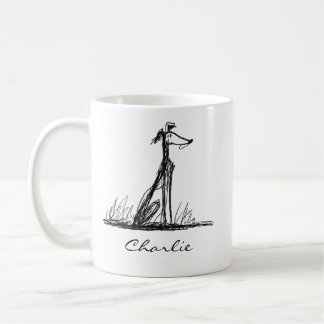 Mug Dessin minimaliste de chien Whippet personnalisé