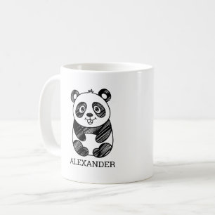 Mug Dessin minimaliste de panda blanc et noir