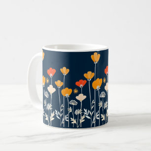 Mug Dessin minimaliste vibrant de fleurs
