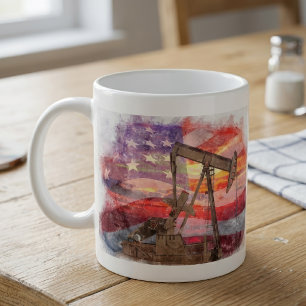 Mug Dessin pastel patriotique de pompe à huile au couc