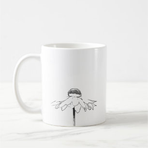 Mug Dessin simple en ligne de fleurs en noir et blanc