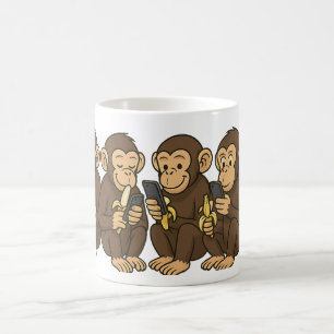 Mug Dessin sur singes sur téléphones portables